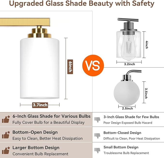 VerRon 4-Light Gold Bathroom Light Fixtures Over Mirror 27 Inches