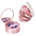 Eyelash Storage Box-2 Pack Eyelash Holder Case with Mirror 3Layers Circle Eyelash Box with Lash Holder Empty Makeup Case Travel for Women and Girls（Rose Gold)）