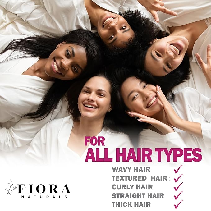 Fiora Naturals Hair Detangler, Round Brush, and Comb Set for Women - All Hair Types: Natural, Fine & Curly - Ideal for Detangling and Blow Drying