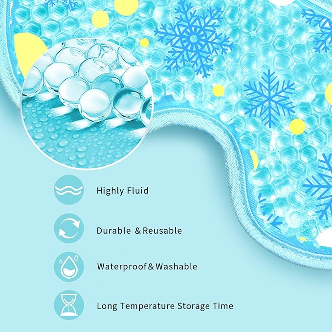 CONBELLA 2PCS Cooling Eye Mask Gel Eye Mask, Reusable Hot Cold Therapy cold eye mask for Post Surgery, Puffiness, Dark Circles, Eye Bags, Dry Eyes, Migraines with Soft Plush Backing (Heart+Snowflake)