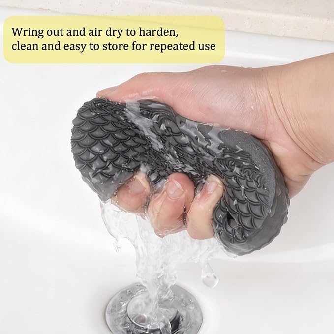 2Pcs Magic Exfoliating Bath Sponge, 3D Ultra Soft Deep Cleansing Body Sponge with Lanyard, Gently and Painlessly Removes Dead Skin & Impurities, Skin Friendly Reusable Sponges (White + Gray)