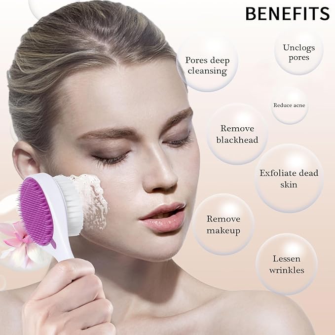 Silicone Exfoliating Face Scrubber, 2 Pack Facial Cleansing Brush Handheld Face Exfoliator Scrubber Double Side Face Brush Cleanser for Deep Cleansing, Blackhead Makeup Removal