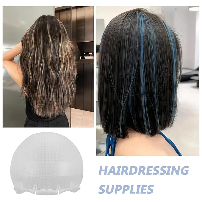 Baluue Highlight Cap, Reusable Silicone Hair Dye Cap with Pre-Punched Holes for Hair Dyeing Coloring Highlighting and Conditioning Soft Comfortable Fit for Salon and Home Use, Salon Tools Kit