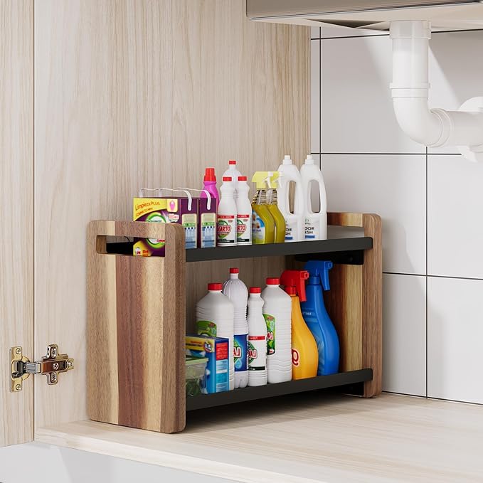 UJQSUN Bathroom Counter Organizer,Bathroom Counter Shelf,Bathroom Organizers,Organizers and Storage,Under Sink Organizer,Cologne Organizer for Men,Cologne Cabinet,Vanity Shelf(Acacia 2 Tier)