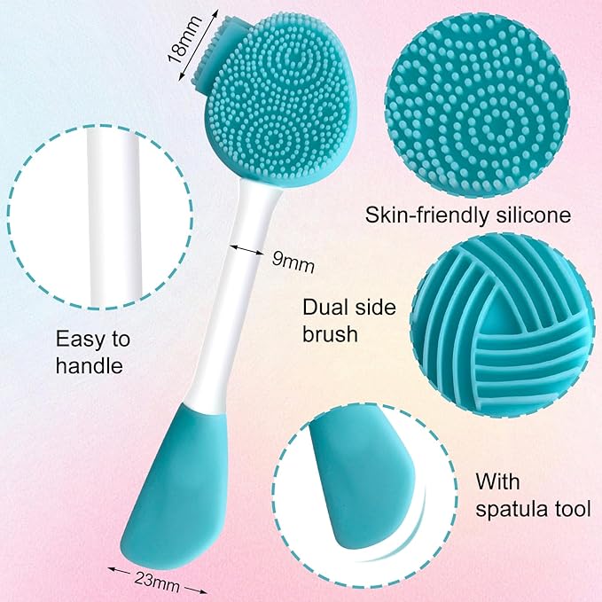 MUIIGOOD Blue Silicone Face Scrubber Face Mask Brush Exfoliating Lip Brush Cleansing Brush Facial Cleansing/Wash Exfoliator Blackhead Skin Care Tool Makeup Removes Dead & Dry Skin for Women