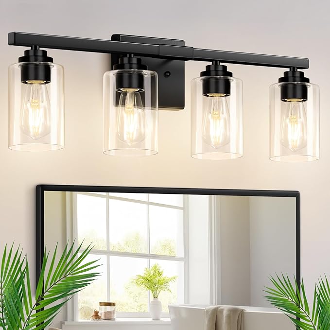 VerRon Black 4 Lights Bathroom Light Fixtures Over Mirror 27 Inches