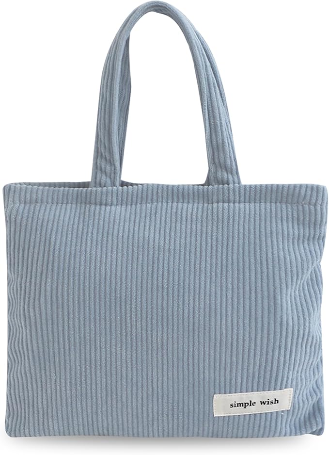 Wudygirl Makeup Bag Travel Cosmetic Bag for Women Small Makeup Pouch with Handle Zipper Cosmetic Pouch Handbag Aesthetic 8.3" x 6.7"(Light Blue)
