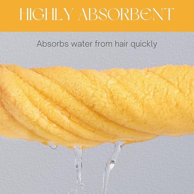 LCBD Microfiber Hair Towel Wrap for Kids, Yellow Bear Dry Hair Cap Suck Water, Absorbent Quick Girls Boys Hair Drying Towel, Lightweight Bouncy Hat Headscarf