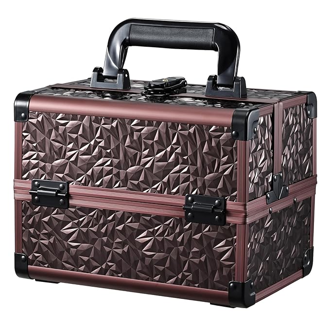 Joligrace Makeup Case Organizer Makeup Box Cosmetic Train Case with Mirror