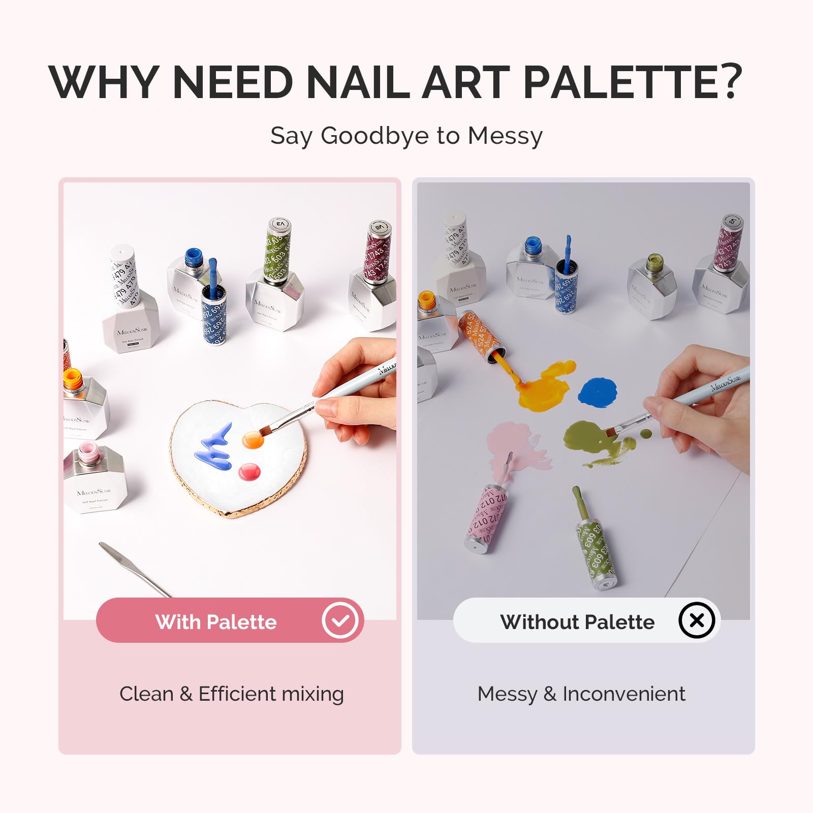 MelodySusie 1Pc Heart Resin Nail Art Palette Color Mixing Board White