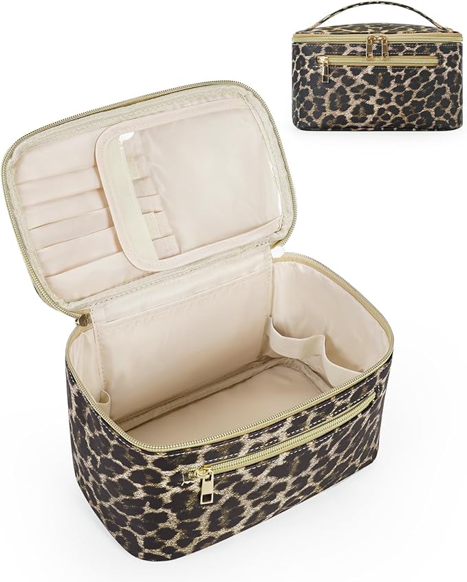 Wandering Nature Makeup Bag, Women Travel Make Up Vanity Case with Handle