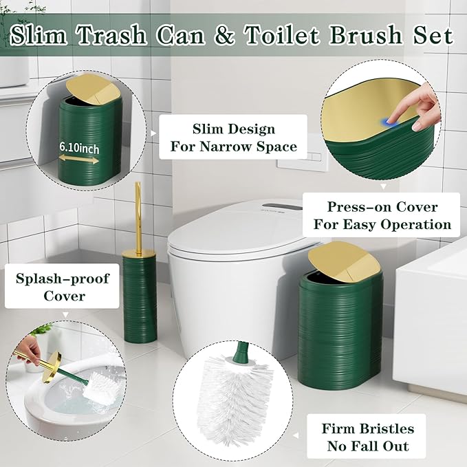 InnJoey Bathroom Set - Bathroom Sets with Shower Curtain and Rugs, 25PC Bathroom Accessory Set, Green Bathroom Accessories Set with Trash Can, Soap Dispensers