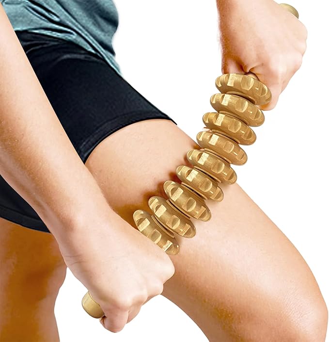 Deston Manual Massage Stick, Curved Wooden Handheld Roller Trigger Point Massager for Fascia, Cellulite, Muscle & Abdomen, Body Therapy Massager, Belly Relief Tool, White