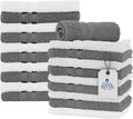 DAN RIVER 100% Cotton Washcloths 20 Pack Premium Quality Face and Body Cloth, Quick Dry Essential Towels for Bathroom, Hand, Kitchen & Cleaning, Baby Rugs | 11X11 in | 400 GSM | Grey + White