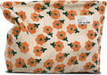 HAPPYHEIDI Women Floral Corduroy Makeup Bag Travel Cosmetic Canvas Pouch Purse Organizer, Cute Beige Flowers