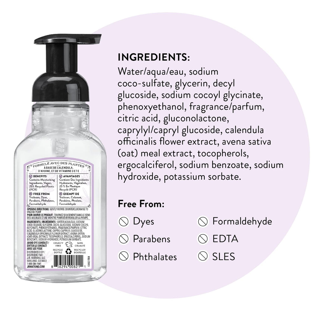 J.R. Watkins Moisturizing Foam Hand Soap Dispenser 3 Pack, Lavender 9 fl oz