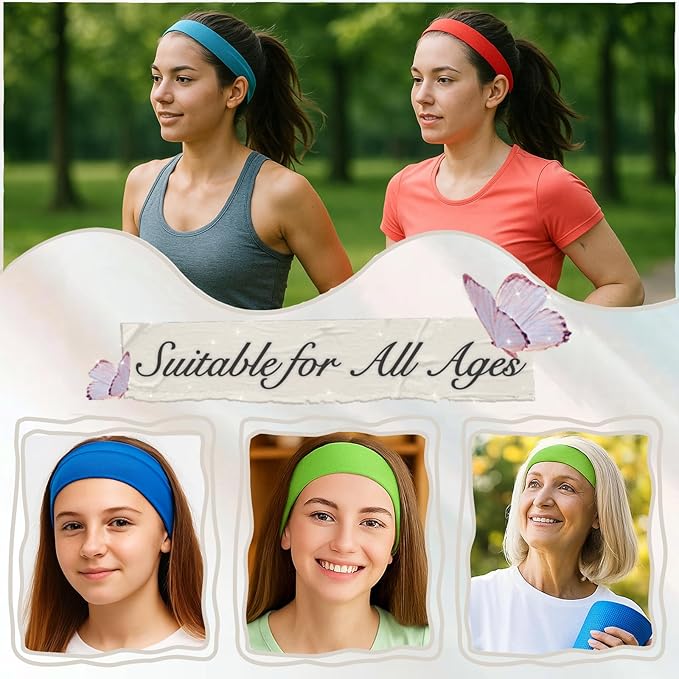 25 Pack Headbands for Women 25 Colors Head Bands for Women's Hair, Non Slip Stretchy Elastic Headbands for Yoga Running Gym
