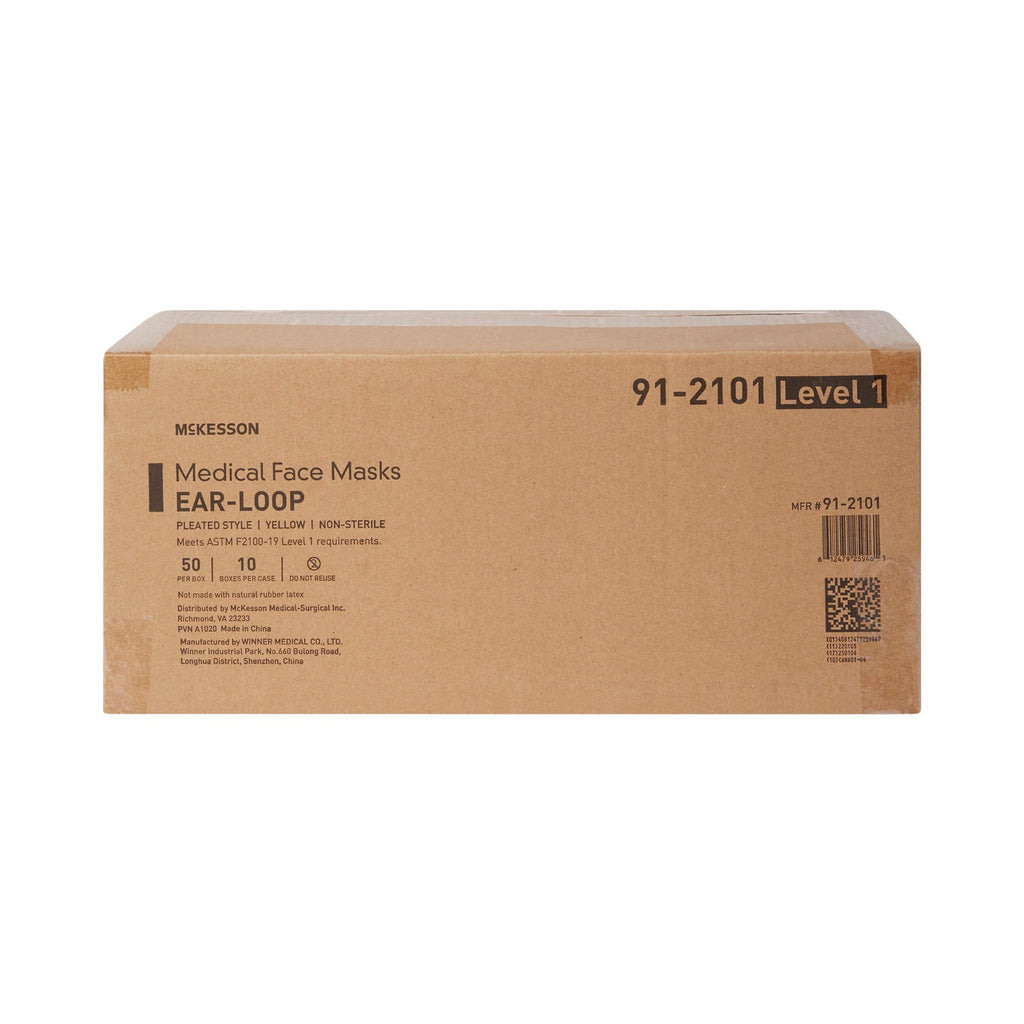McKesson Medical Face Masks, Level 1, Non-Sterile, 7 x 3.75 in, 50 ct