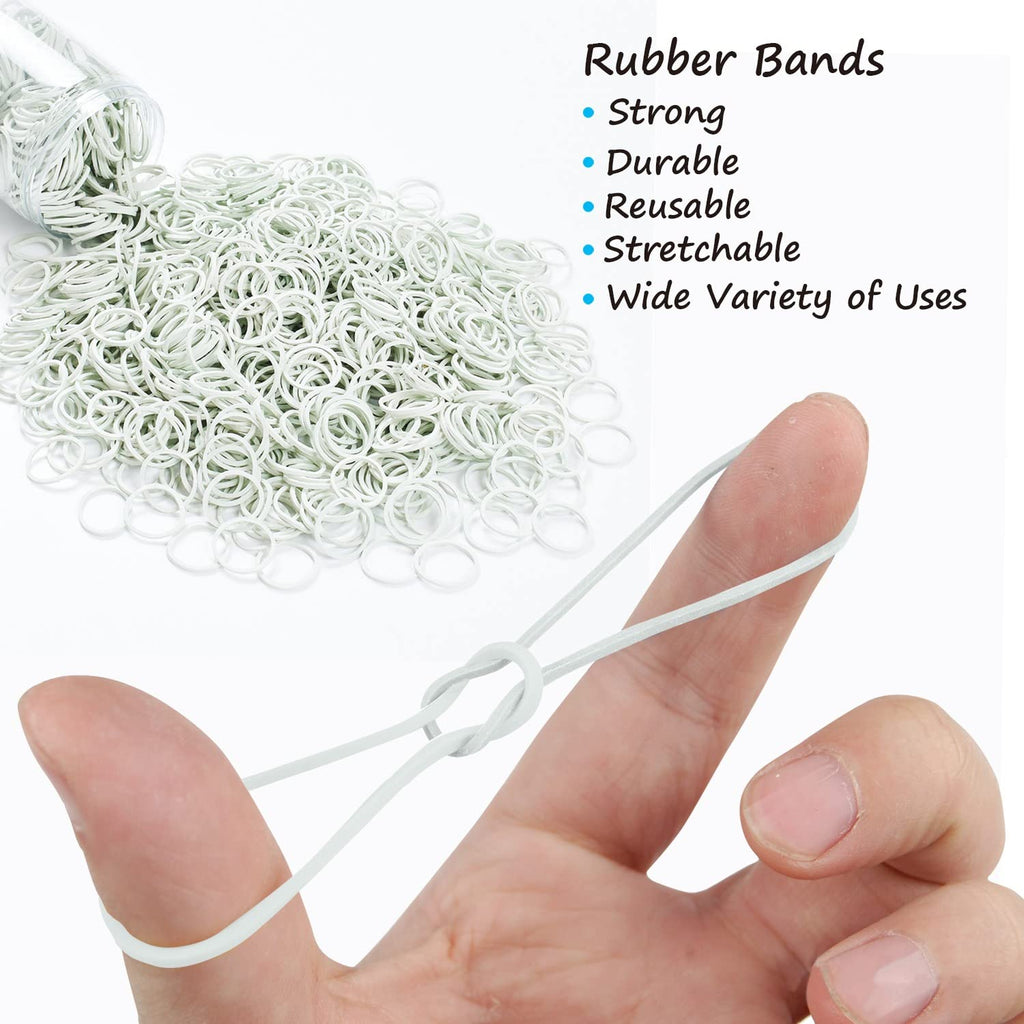 HOYOLS 3/4 Inch White Hair Rubber Bands for Hair Ties, Small Elastics Bands Ponytail Holders for Women Girls Mini Student Crafts Office 600pcs (M)