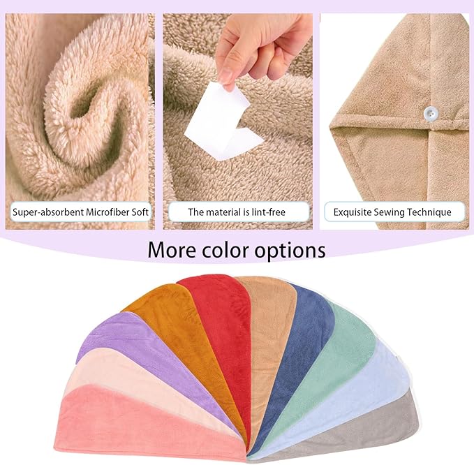 Microfiber Hair Drying Towel Wrap for Women, Hair Turbans Towel for Wet Hair,turbie Twist Hair Towels(The Color of the Picture is for Reference only) (Brown,Brown)