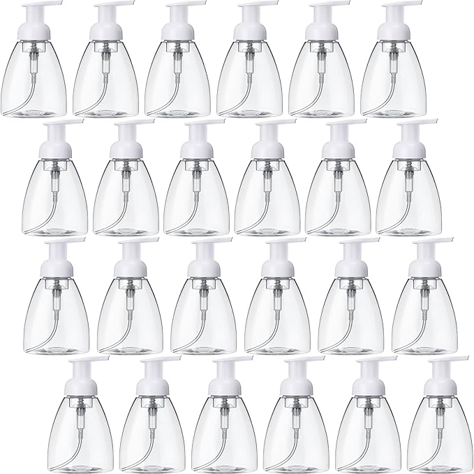 Eboot 24 Pcs 10 oz Foaming Soap Dispenser Foaming Pump Bottle Travel Hand Soap Pump Foam Dispenser Bottle Plastic Press Bottles Empty Refillable Plastic Container for Liquid Shampoo