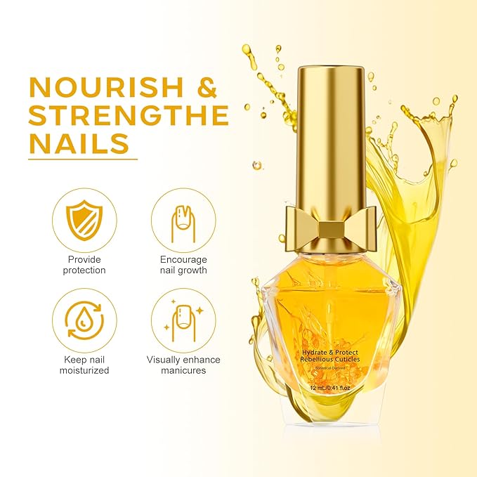 Cuticle Oil, Cuticle Nail Oil Infused with Real Flowers, Brownie 12ml