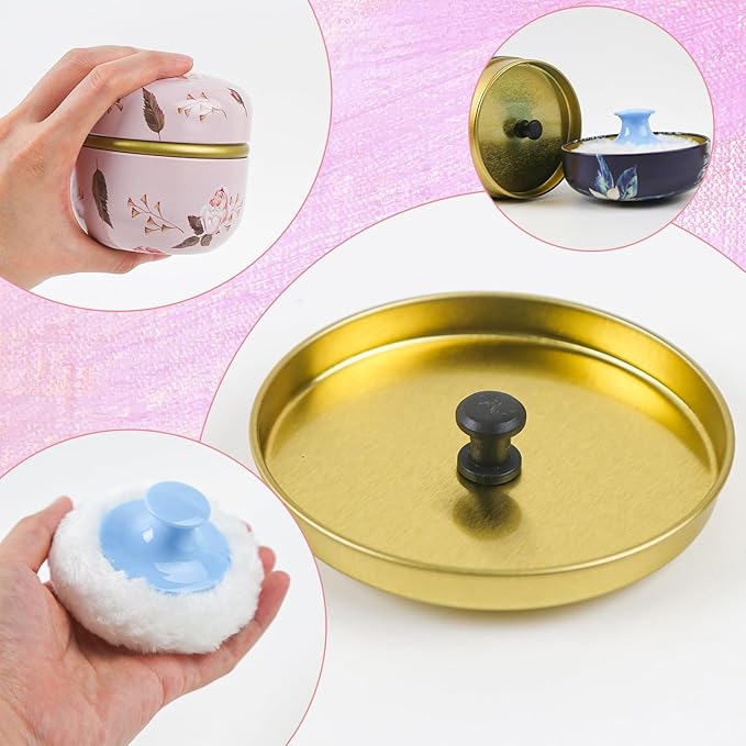 ASUNFO 2 Pcs Powder Puff for Body Powder with Case Light Pink & Dark Blue