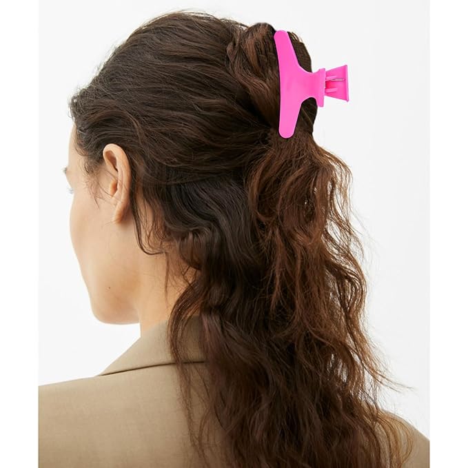 BAHABY Hair Clips for Styling Sectioning 12 Pack Hot Pink Purple Blue Butterfly Clamps Hair Claw Clips Pro Salon Hair Clips for Styling, Sectioning, Cutting and Coloring