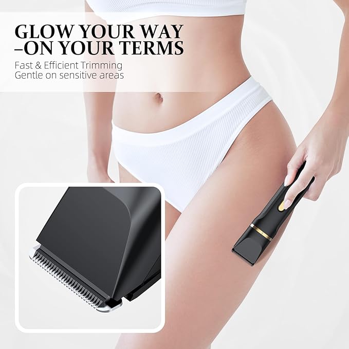 HOHOLE 5-in-1 Bikini Trimmer for Women, IPX7 Waterproof Electric Razors Shaver, Cordless Body Hair Trimmer, Facial & Pubic Hair Removal, Ceramic Blade (Black)