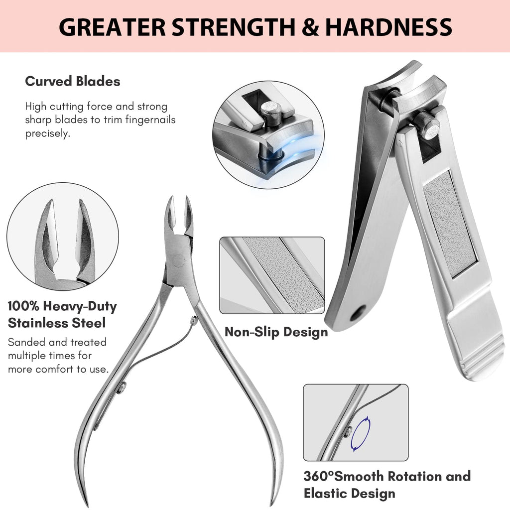 FAMILIFE Stainless Steel Manicure Set 11-in-1 Professional Nail Clipper Kit