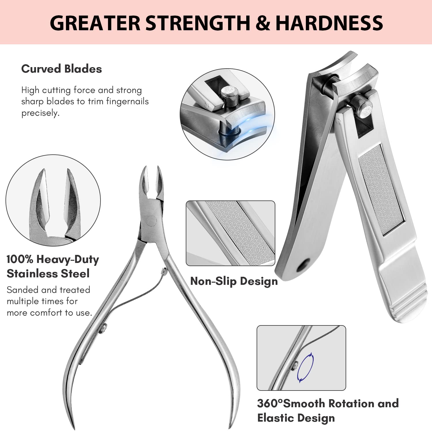 FAMILIFE Stainless Steel Manicure Set 11-in-1 Professional Nail Clipper Kit