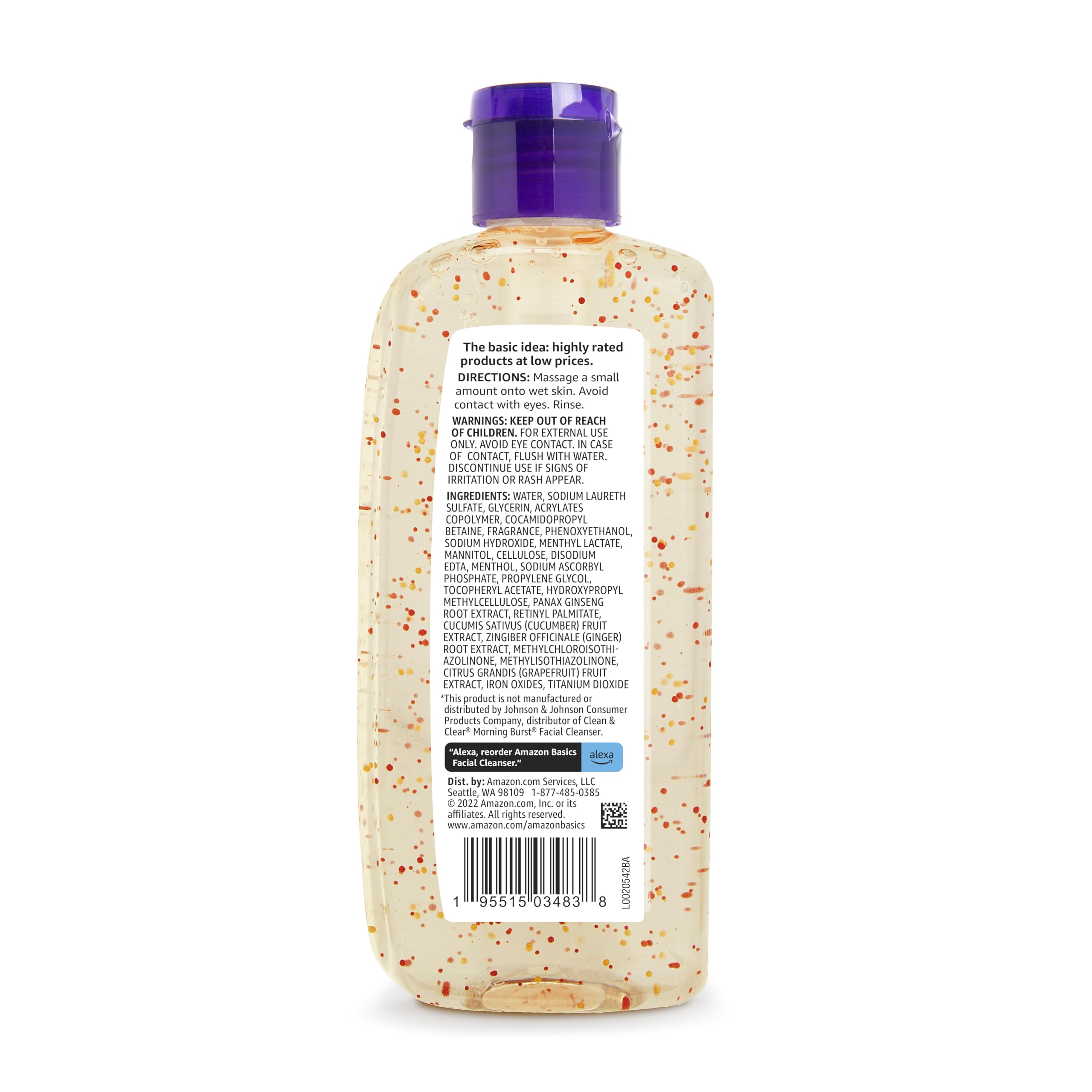 Amazon Basics Morning Fresh Facial Cleanser with Ginseng and Vitamin C, 8 fl oz