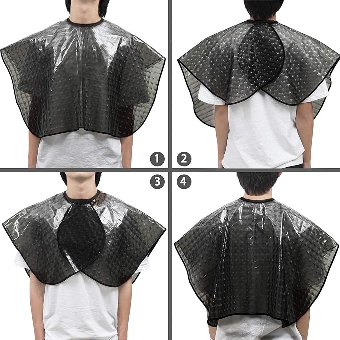 YELEGAI Waterproof unisex-adult Hair Dye Cape,Short Comb-Out Capes for Hair Stylist,Makeup Apron for Hair Color, (2, Black)