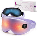 100% Silk Wireless Heated Eye Mask with Cooling, Relieves Dry Eye Syndrome and Puffy, Reduces Dark Circles, Adjustable Velcro Design and Washable Cover, Suitable for Travel & Gifts-Purple.