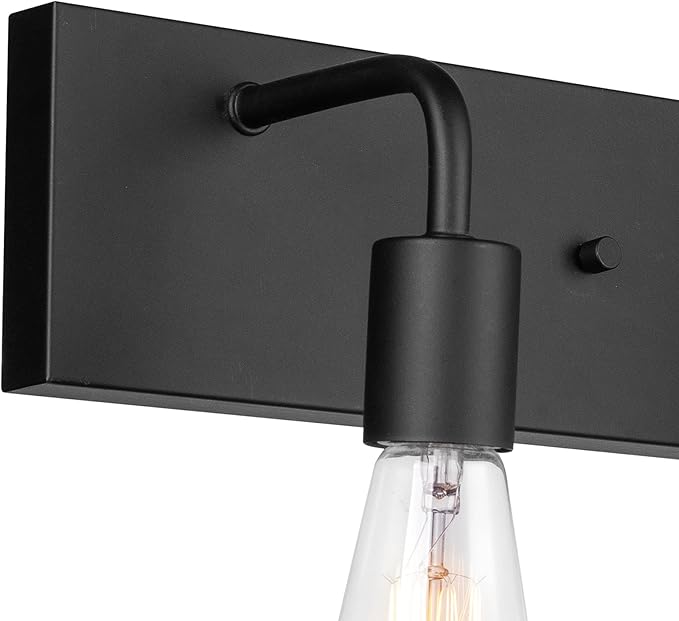 GLOBE Electric 63000057 3-Piece All-in-One Bathroom Set, Matte Black, 15" 2-Light Vanity Light, Clear Glass Shades, Toilet Paper Holder, Towel Ring, Bathroom Lights Over Mirror, Powder Room Lighting