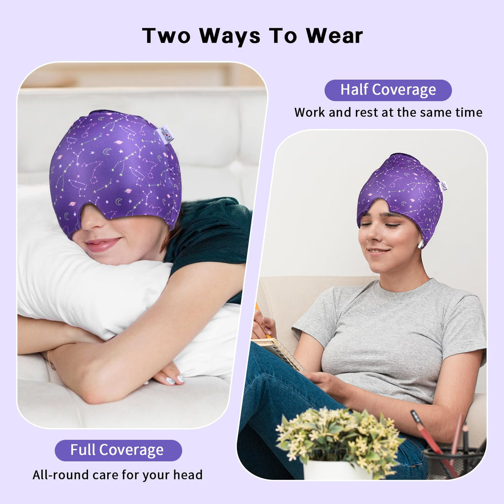 my novel things Migraine Relief Cap, Gel Cooling Headache Mask 2PK