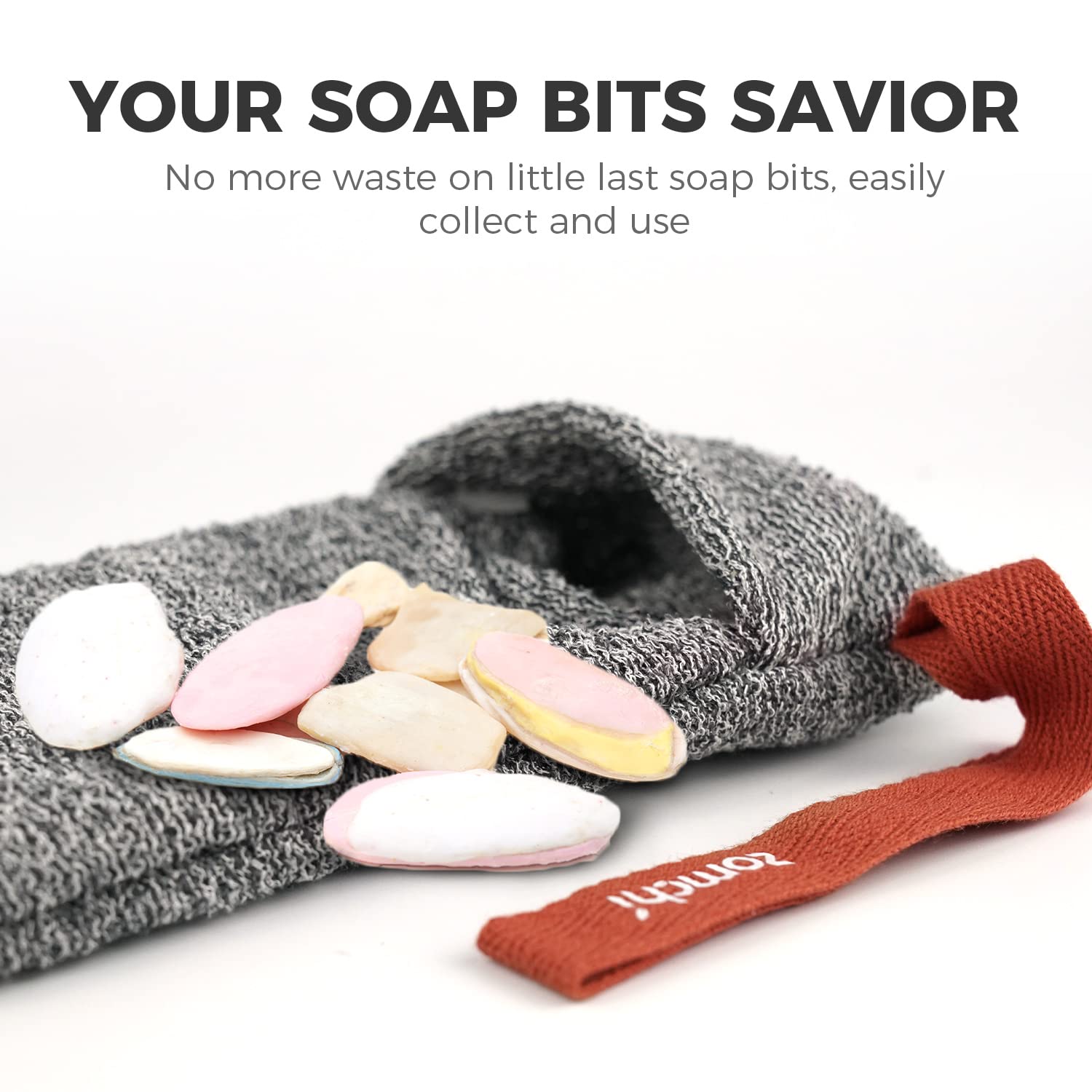 ZOMCHI Soap Saver Bags for Bar Soap, 2 Pack, Deep Texture Grey
