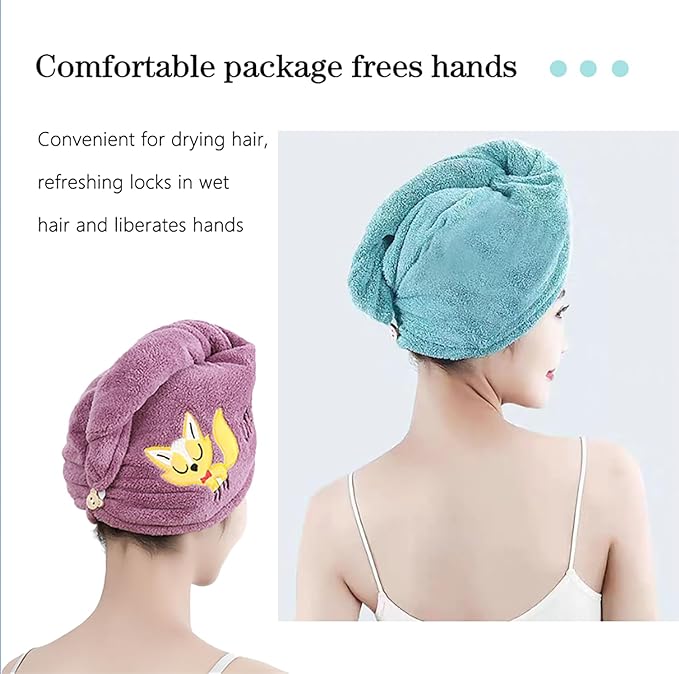 Microfiber Hair Drying Towel Wrap for Women, Hair Turbans Towel for Wet Hair,turbie Twist Hair Towels(The Color of the Picture is for Reference only) (Purple with Moon)