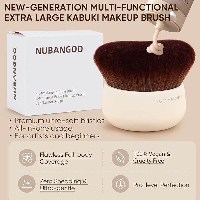 NUBANGOO Extra Large Body Makeup Brush,Tanning Brush, Self Tanner, Foundation Bronzer Brush Cream Powder liquid Foundation, Body Lotion, Self-tan Mousse, Face Neck Leg Full Body Blending Brush(White)