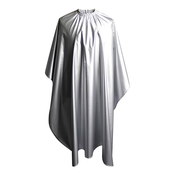 Professional Salon Cape Polyester Shampoo & Chemical Resistant Barber Haircut Cape,54”x62”,Silver,C012001B-S