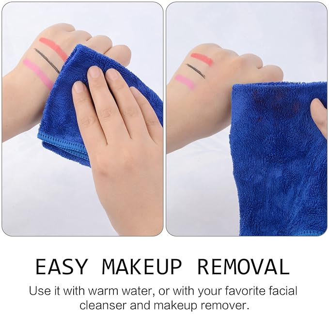 SINLAND Microfiber Facial Cloths Fast Drying Washcloth 12inch x 12inch (6pack, Blue+Navy Blue+Grey)