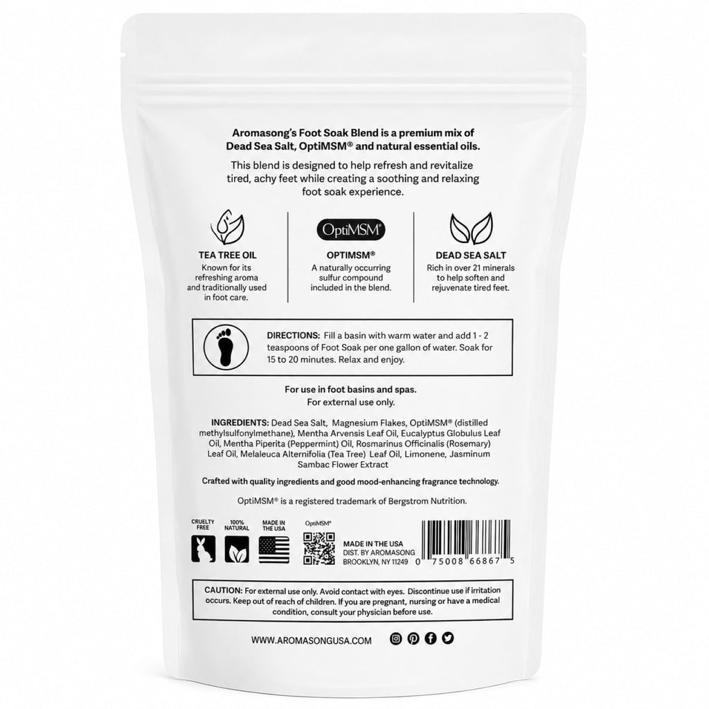 Aromasong Tea Tree Foot Soak with Magnesium Flakes and Dead Sea Salts - Pedicure Foot Soak with Tea Tree Oil for Foot Care, Refreshing Soak for Soft Smooth Feet, Packaging May Vary