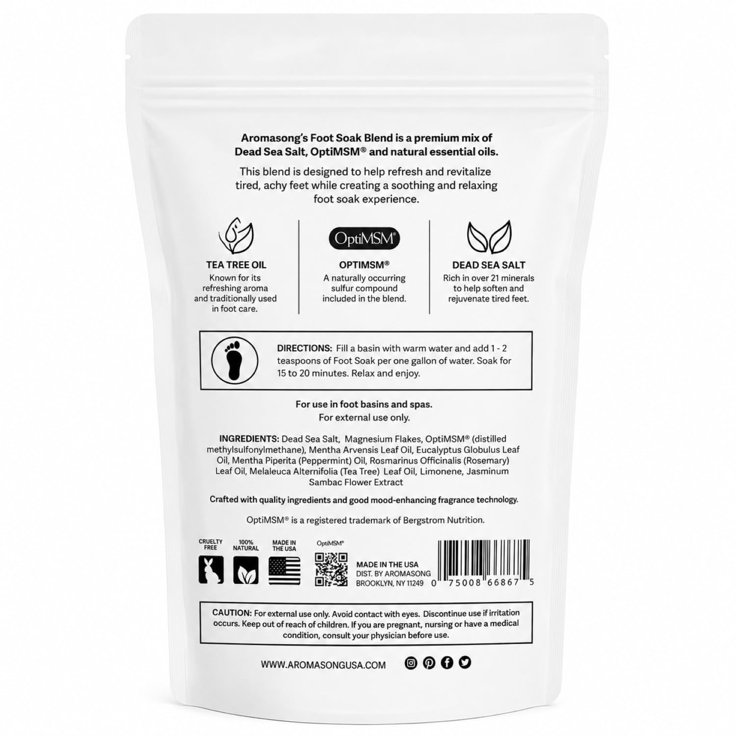 Aromasong Tea Tree Foot Soak with Magnesium Flakes and Dead Sea Salts - Pedicure Foot Soak with Tea Tree Oil for Foot Care, Refreshing Soak for Soft Smooth Feet, Packaging May Vary