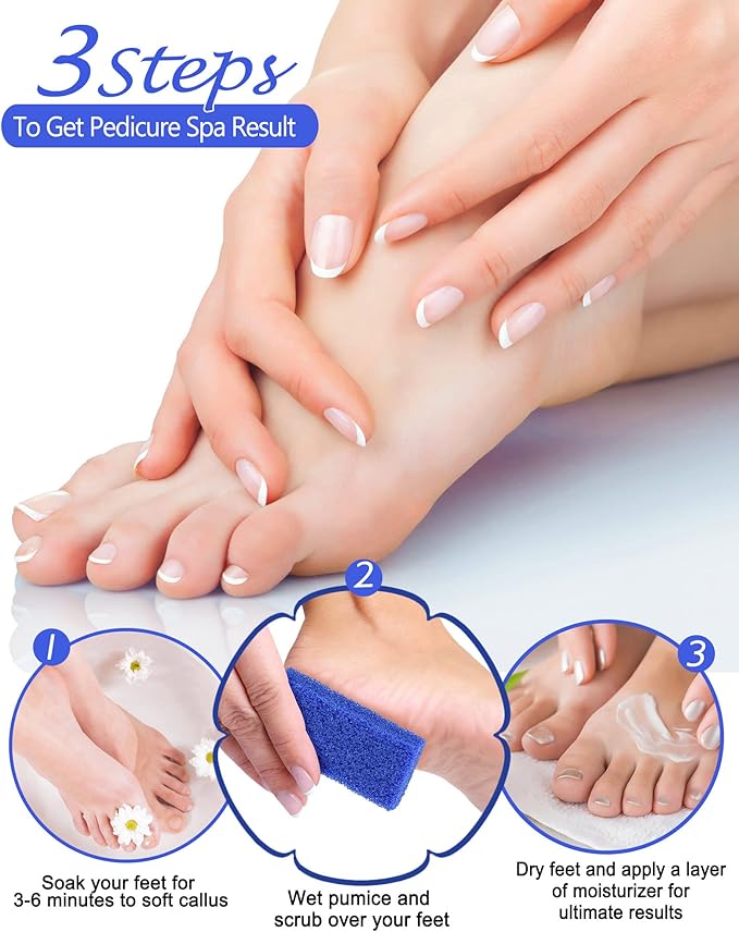 Maryton Disposable Foot Scrubber Pumice Pads, Pedicure Pumice Stone Dead Skin Callus Remover for Feet, 40Pcs (Dark Blue Coarse)