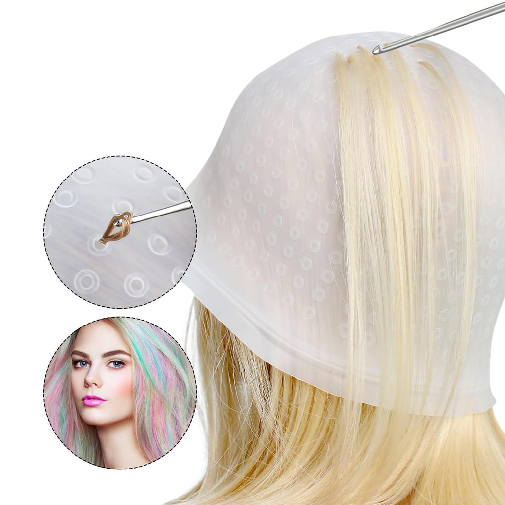 1 Pieces Professional Reusable Hair Coloring Highlighting Cap, Reusable Salon Coloring Tool, White, Blue, Pink (Pink)