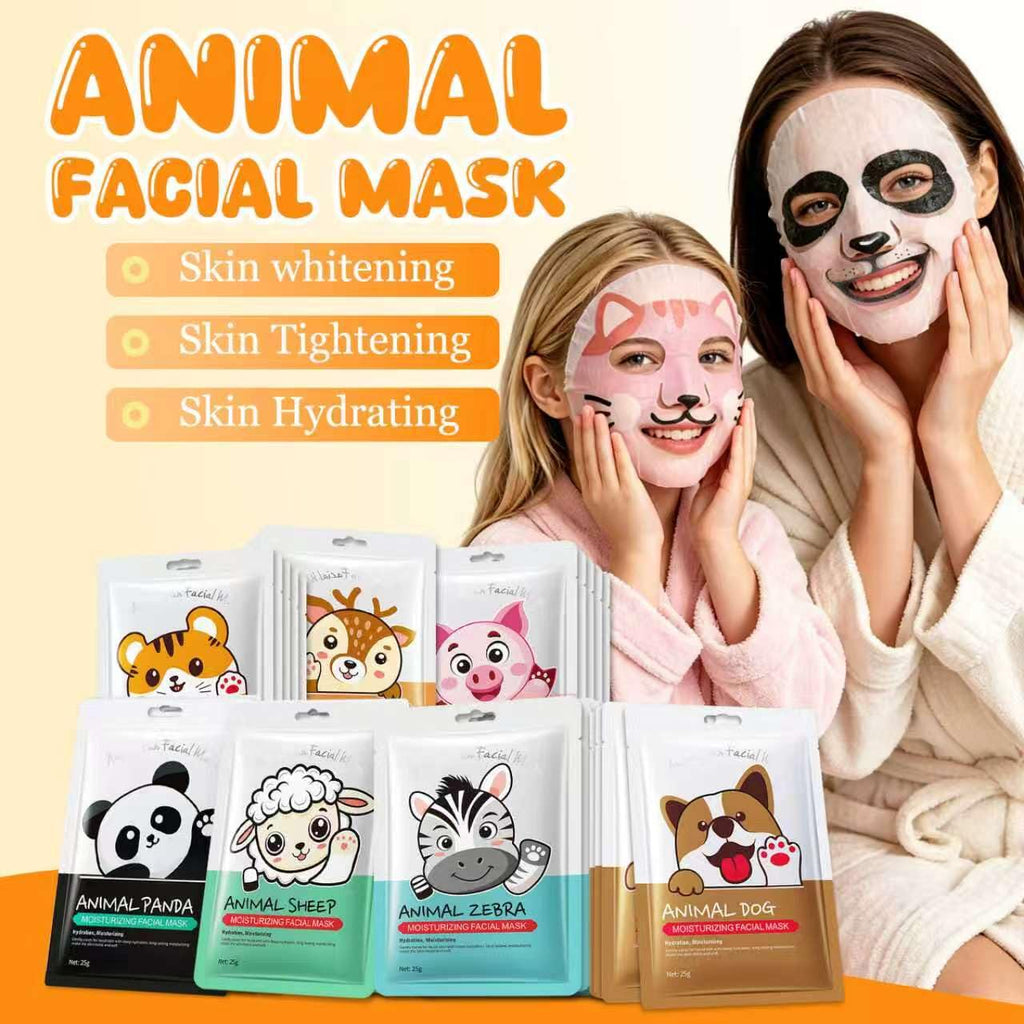 Beenefits 7 Packs Cute Animal Character Design Facial Masks, Deep Hydrating Spa Masks for All Skin Types, Gift for Kids' Birthday Party, Girl's Night, Enjoy Skincare Life