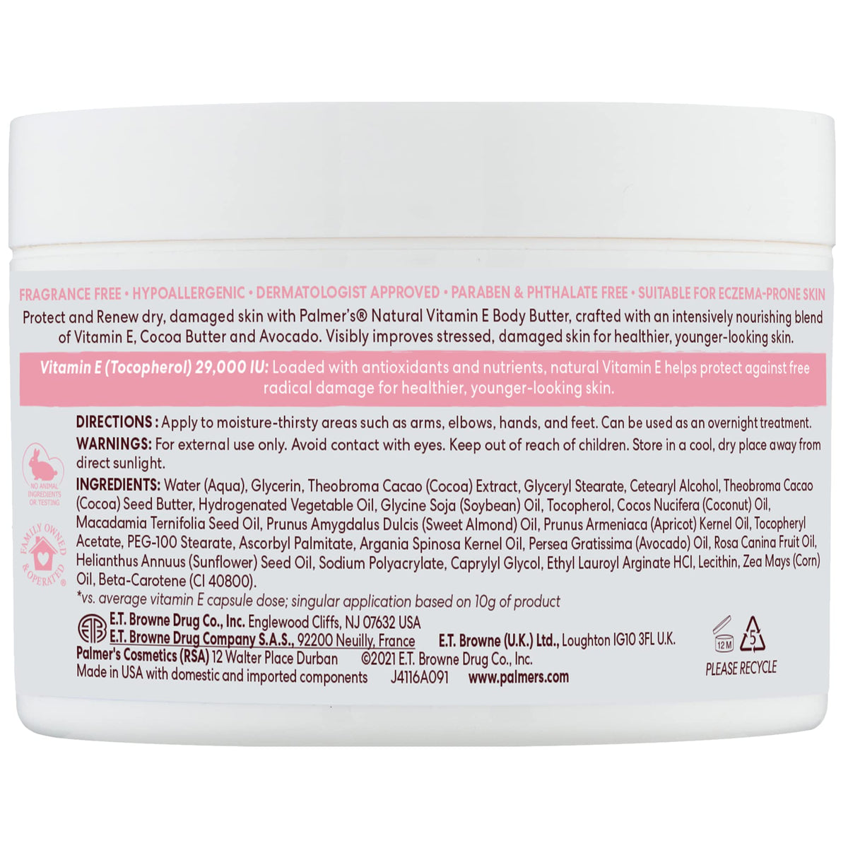 Palmer's Vitamin E Body Butter for Dry, Damaged Skin (7.25 Ounce)