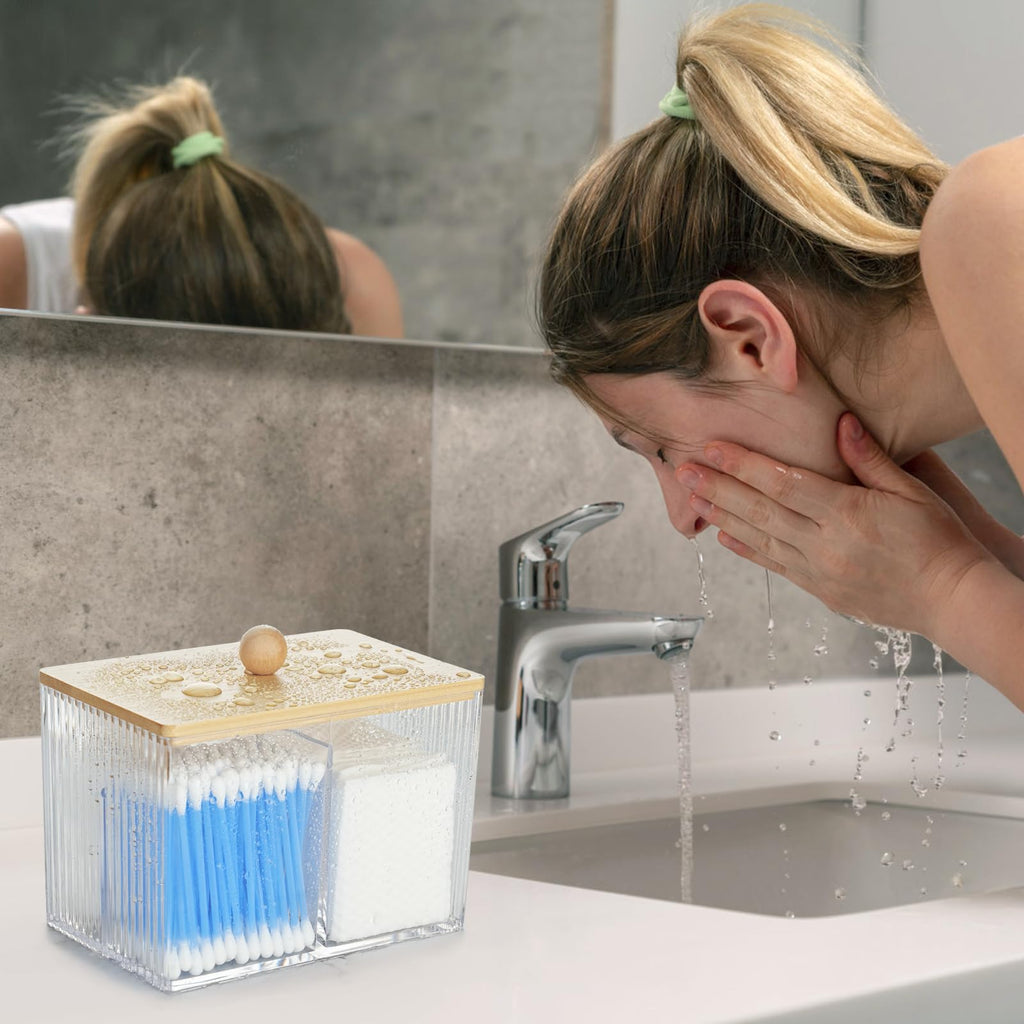 KIMCHOMERSE Qtips Holder Storage, Bathroom Cotton Balls Holder