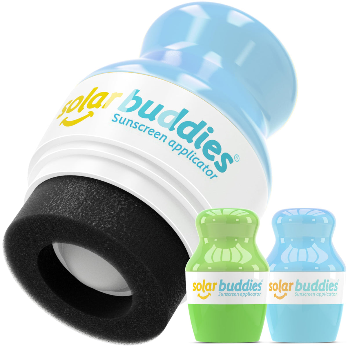 Solar Buddies Sunscreen Applicator – Full Green & Blue Duo – BPA-Free Refillable Roll-on Sponge for Sunscreens & Lotions – For Kids, Adults & Families – 3.4Fl Oz– Perfect for Travel