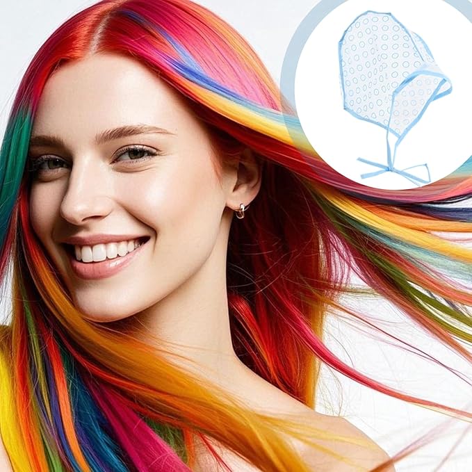 35 PCS Highlight Cap with Hooks, Highlight Caps for Hair, Gorro Para Hacer Rayitos En el Cabello, Highlighting Cap Kit with Hook Salon Hairdressing Dyeing Staining Tools for Women Men